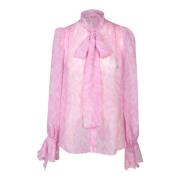 Pinko Rosa Camo Hög Hals Blus Pink, Dam