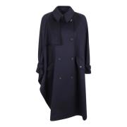 Stella McCartney Blå Ull Gabardin Trenchcoat Blue, Dam