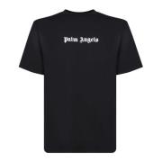 Palm Angels Vit Rundhals Logo Print T-shirt Black, Herr