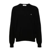 Vivienne Westwood Svart Stickad Tröja Orb Logo Black, Herr