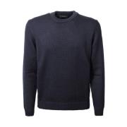 Zanone Blå Ull Crew-Neck Sweater Blue, Herr