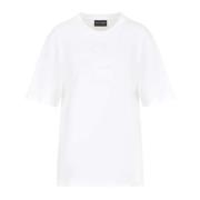 Emporio Armani Logo Print Sequin Embroidered T-shirt White, Dam