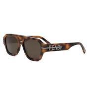 Fendi Stiliga solglasögon med Havana-ram Brown, Unisex