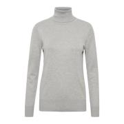 Saint Tropez Pärlgrå Rollneck Sweater Gray, Dam