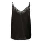 My Essential Wardrobe Spets Strap Top Svart Feminin Stil Black, Dam