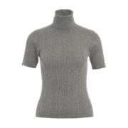 Jucca Räfflad Stickad Turtleneck Topp Gray, Dam