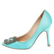 Manolo Blahnik Pre-owned Pre-owned Satin klackskor Blue, Dam