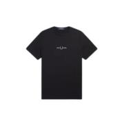 Fred Perry Grafiskt Broderad Bomull T-shirt Black, Herr