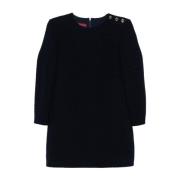 Gucci Navy Blue Wool Blend Bouclé Klänning Black, Dam