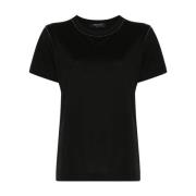 Fabiana Filippi Svart Pärlad Crew Neck T-shirt Black, Dam