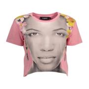 Desigual Stiligt Rosa Prydd Bomull T-shirt Pink, Dam