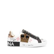 Dolce & Gabbana Vit Kalv Sneaker Multicolor, Dam