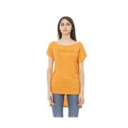 Just Cavalli Orange Strass Logo Tee Orange, Dam