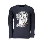 Cavalli Class Blå Bomullsweatshirt med Logotyptryck Blue, Herr