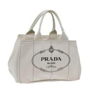 Prada Vintage Pre-owned Canvas handvskor White, Dam