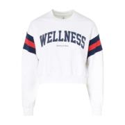 Sporty & Rich Vit och blå cropped hoodie White, Dam