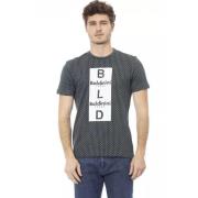 Baldinini Grön bomulls-T-shirt med tryck fram Black, Herr