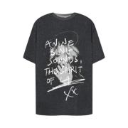 Anine Bing Oversized Kent Tee i Washed Black Black, Herr