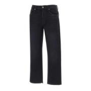 7 For All Mankind Svart Heritage Denim Straight Leg Jeans Black, Dam