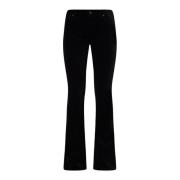 7 For All Mankind Svarta Sammet Flared Jeans Black, Dam