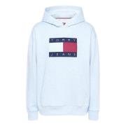 Tommy Hilfiger Blå Huva Tröja Abstrakt Effekt Blue, Dam