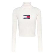 Tommy Hilfiger Räfflad Turtleneck Tröja Beige Beige, Dam