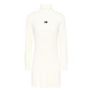 Tommy Hilfiger Kräm Pullover Klänning Raglan Ribbad Beige, Dam