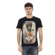 Trussardi Elegant Svart Casual T-shirt med Unik Frontprint Black, Herr