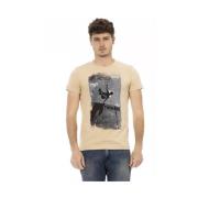 Trussardi Elegant Beige Rundhalsad Tee med Stiligt Tryck Beige, Herr