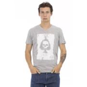 Trussardi Elegant V-ringad T-shirt med Frontprint Gray, Herr