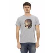 Trussardi Grå Sommar T-shirt med Frontprint Gray, Herr