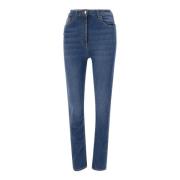 Elisabetta Franchi Skinny Jeans med Guld Knappar Blue, Dam