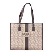 Guess Beige Silvana Axelväska med Dragkedja Pink, Dam