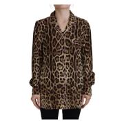 Dolce & Gabbana Elegant Leopard Silkeblus Brown, Dam