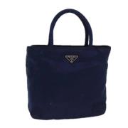 Prada Vintage Pre-owned Nylon handvskor Blue, Dam