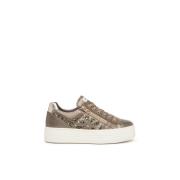 Nerogiardini Brun Läder Glitter Sneakers med Dragkedja Brown, Dam