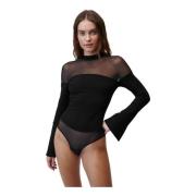 Undress Code Flared Sleeve Svart Bodysuit Black, Dam