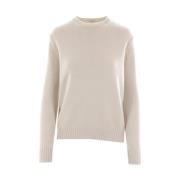 Max Mara Cashmere Sweater med Monogram Broderi Beige, Dam