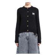 Palm Angels Monogram Cardigan Svart Off White Black, Dam