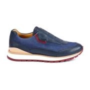 Testoni Nubuk Calf+Deer Sneaker Blue, Herr