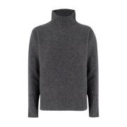 Le Tricot Perugia Mjuk Turtleneck Pullover i Fina Garn Gray, Dam