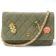 Chanel Vintage Pre-owned Canvas crossbodyvskor Green, Dam