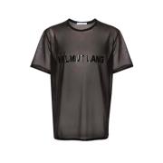 Helmut Lang Chiffong Svart Logo Tee Black, Herr