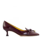 Mara Bini Bordeaux Läder Bow Detalj Pumps Red, Dam