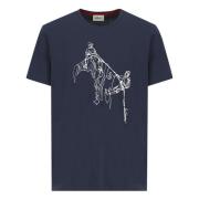 Luis Trenker Avslappnad Bomull T-shirt Blue, Herr