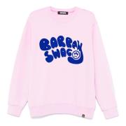 Barrow Velvet Print Crewneck Sweater Pink Pink, Herr