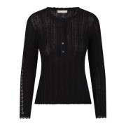 Ulla Johnson Ruffled Stickad Kofta Black, Dam