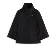 Fay Svart Ullblandad Cape Jacka Black, Dam