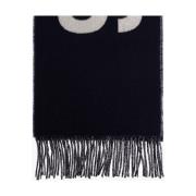 Jacquemus Fringe Logo Halsduk Blue, Dam