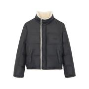 Saint Laurent Shearling Dunjacka med Broderad Logotyp Black, Herr